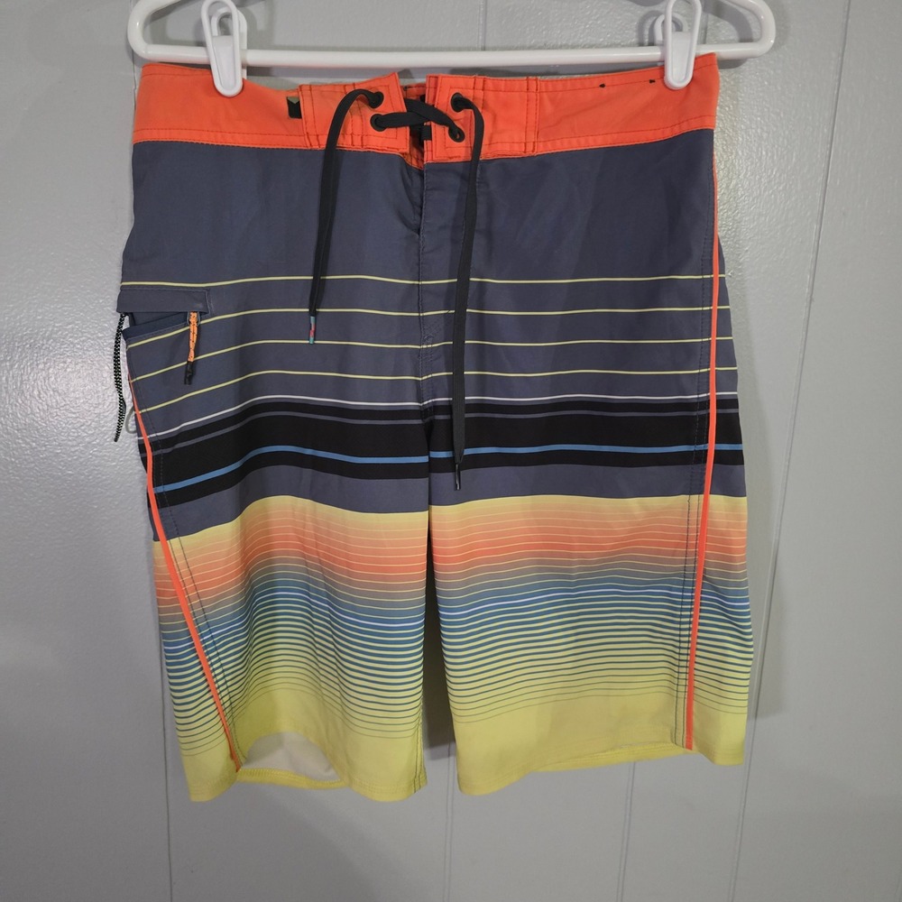 Quiksilver Boardshorts Mens 28 Multi‎ Color Striped Sunset Surf Swim Trunks